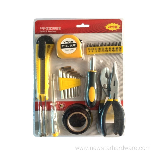 28pcs huishoudelike gereedskapstel dubbele blisterhandgereedskap